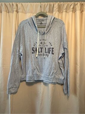 Salt Life Heather Light Blue Hooded Pullover with Front Logo